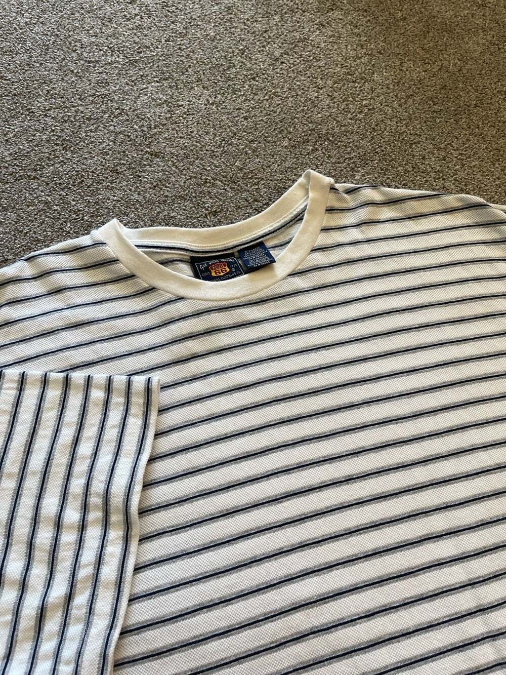 Route 66 Vintage Striped Short Sleeve T-Shirt White Navy XL